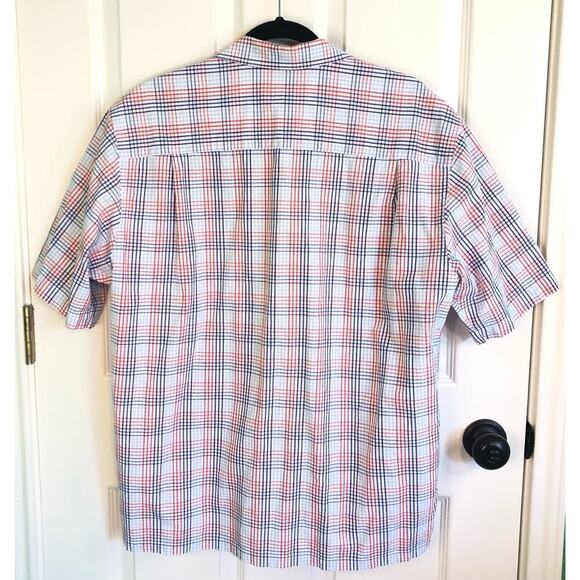 VTG Austin Reed London Size Medium Striped Button Down Shirt Red Blue White - Picture 6 of 6